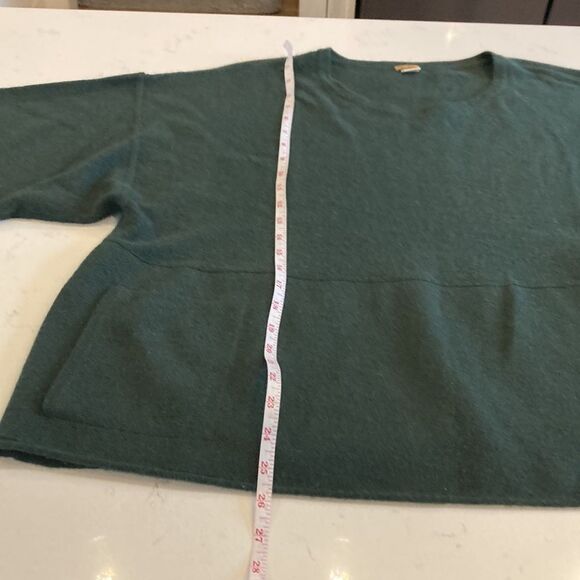 Zoe Couture 100% Cashmere Forest Green Shrug Oversized Boxy Sweater Poncho Small - Picture 5 of 8